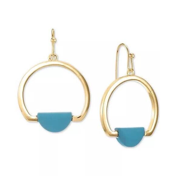 Gold Tone Hoop Earrings Chic Fashion Stylish Elegant Minimal Shiny Trendy NWT - Picture 1 of 7